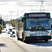 Cars & AC Transit Bus on Foster City Boulevard