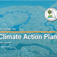 Thumbnail of Climate Action Plan with City of Foster City Aerial in Background.